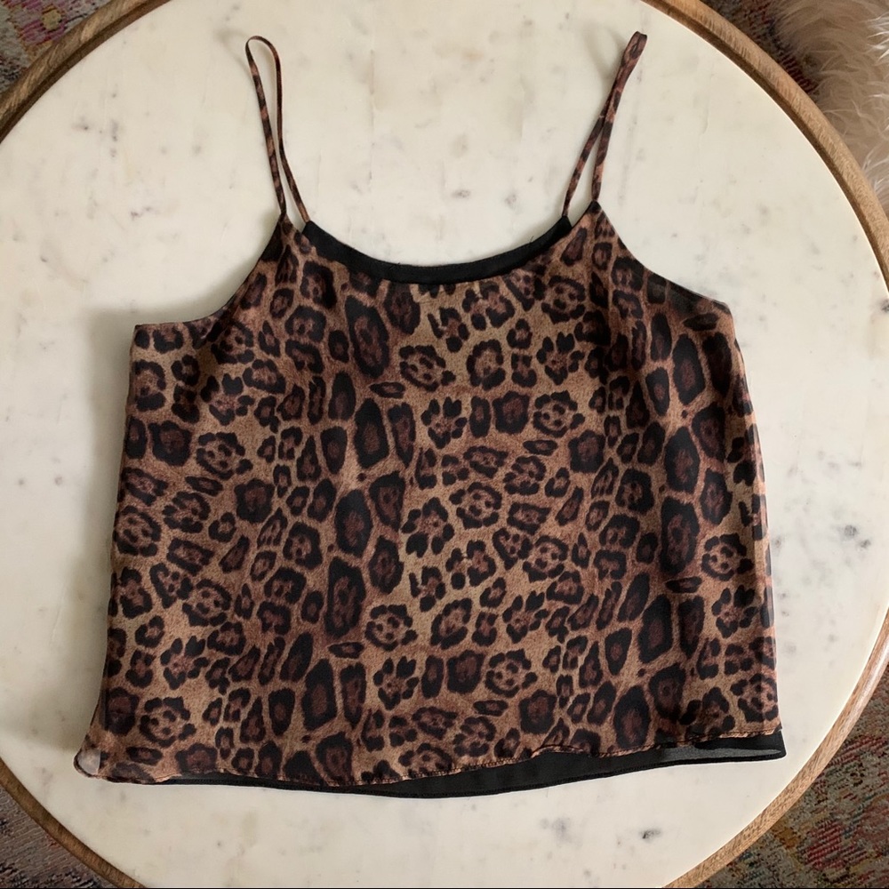 BLVD leopard print cropped camisole tank top